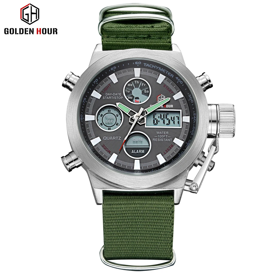 Спортивные автоматические мужские часы Reloj Hombre GOLDENHOUR Young Модные Военные