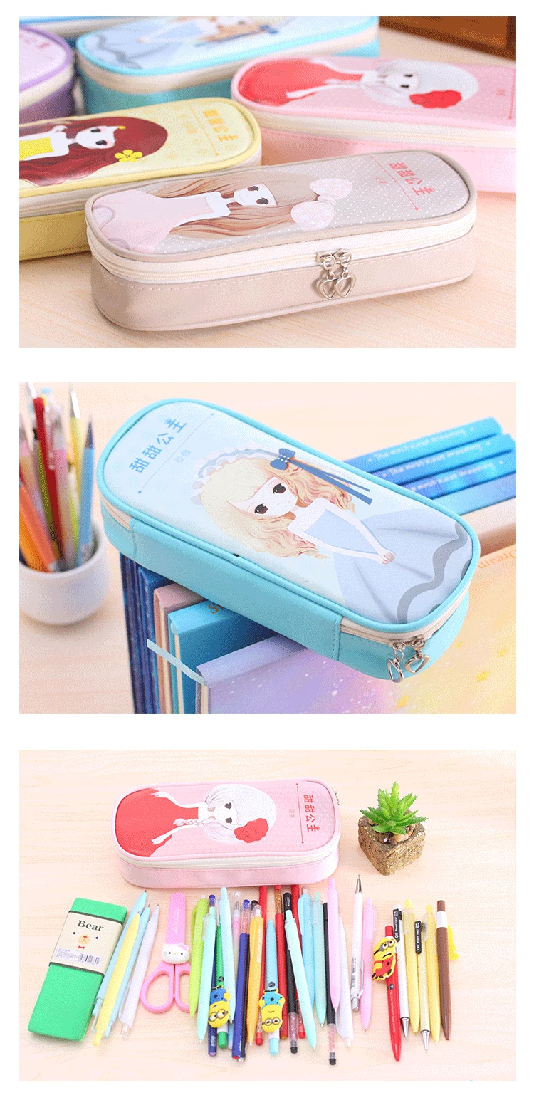 Симпатичный футляр для карандашей большой емкости Кожа Gudetama Kawaii принцесса печатных студентов Etui пенал коробка для ручек школьные канцелярские принадлежности