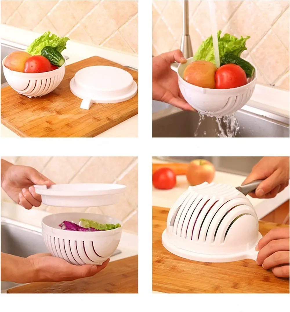 Salad Cutter Bowl In 60 Second Maker Easy Fruit Vegetable Washer And Quick Chopper Kitchen tools | Дом и сад