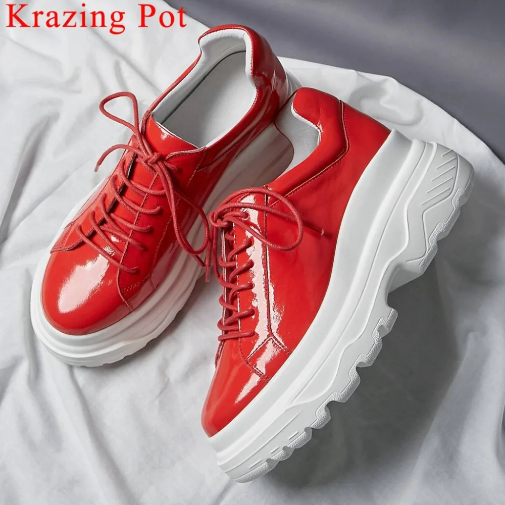 Krazing Pot/кроссовки ручной работы из натуральной кожи на толстой платформе с