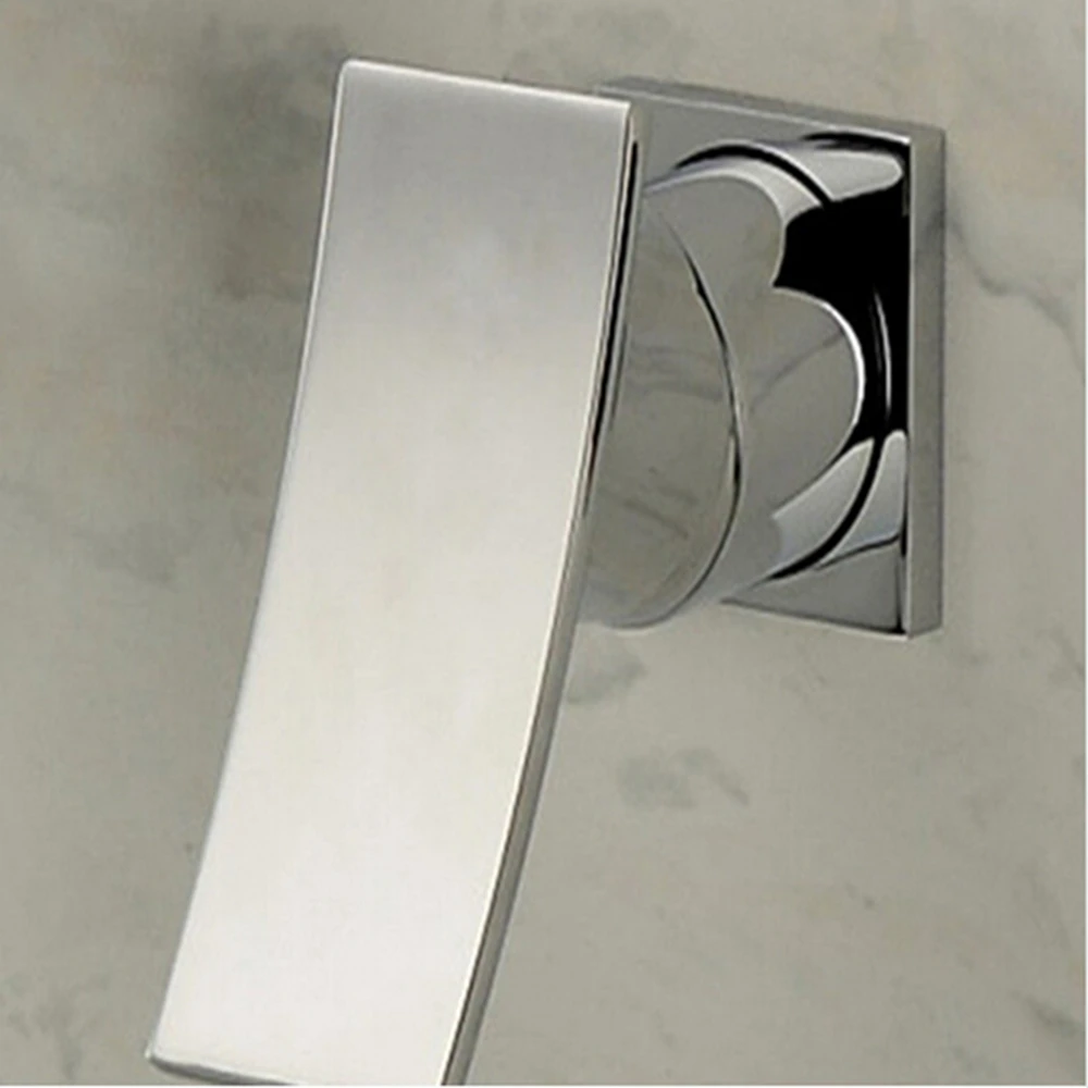 Wall Mounted Waterfall Spout Chrome Brass Bathroom Faucet Single Handle Hot And Cold Mixer |
