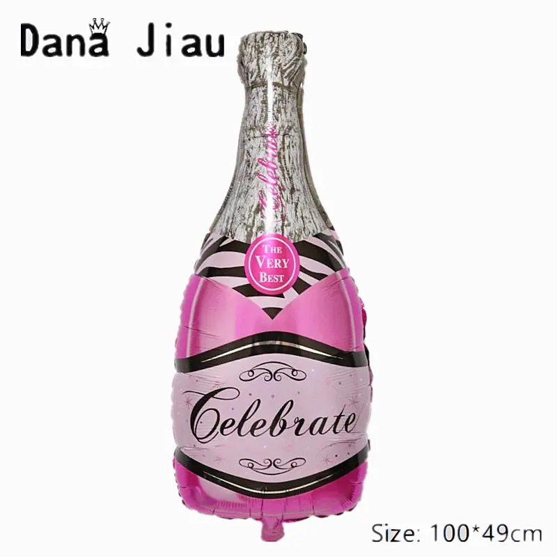 

New red wine bottle foil Balloon Happy Birthday Party ballon wedding decoration Air Balloons grape cheers festival holiday ball