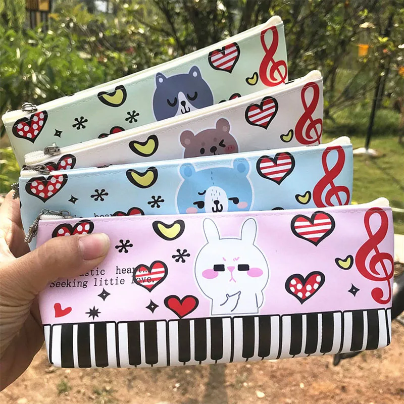 Kawaii музыкальный PU пенал большая сумка мультфильм студент чехол офисные школьные