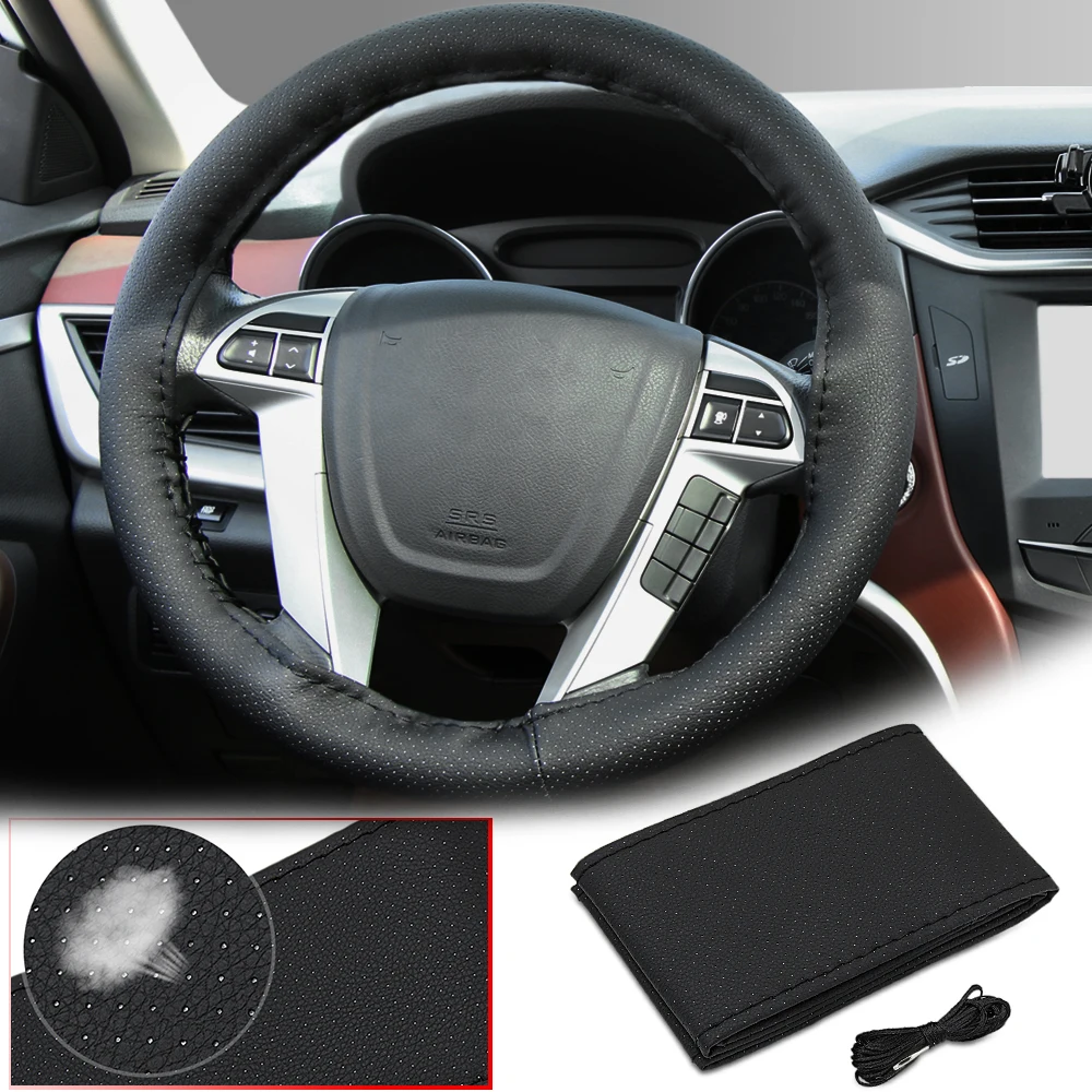 Чехлы рулевого колеса автомобиля DIY коса из мягкой кожи для KIA RIO Ford Focus Hyundai IX35 Solaris
