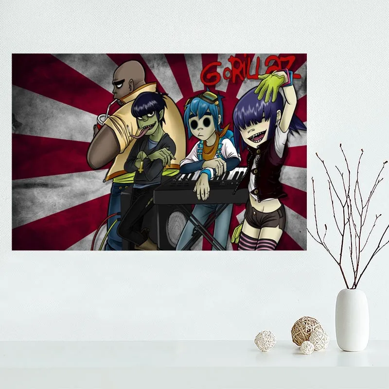 Индивидуальный холщовый постер gorillaz украшение для дома настенный