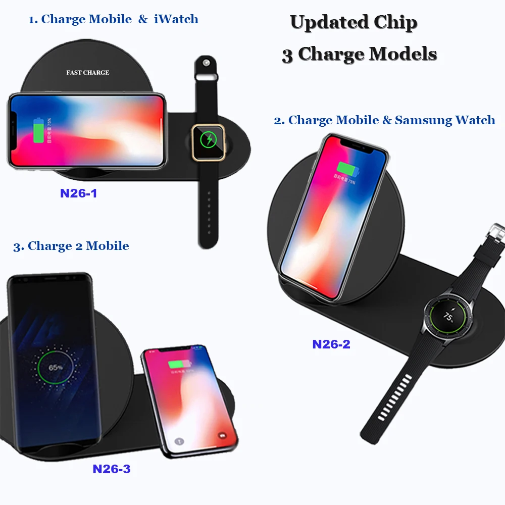 Быстрое беспроводное зарядное устройство QI для часов Samsung Gear S2 S3 S4 Note 9 Apple Watch iWatch 1