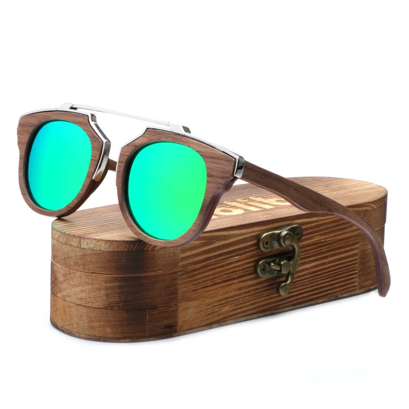 

2019 Women Men's Ebony Wooden Sunglasses Vintage Luxury Brand Designer UV400 Polarized Sunglasses oculos de sol feminina