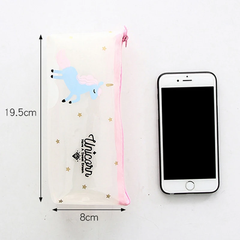 Джунху мультфильм Единорог ПВХ пенал школьные пеналы для девочек канцелярские