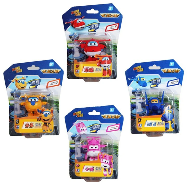 Super Wings Transforming Mini Planes 4pcs/ set Toys Funny Flux China Anime TV Animation Character Robot Action Figures Kids Gift | Игрушки и