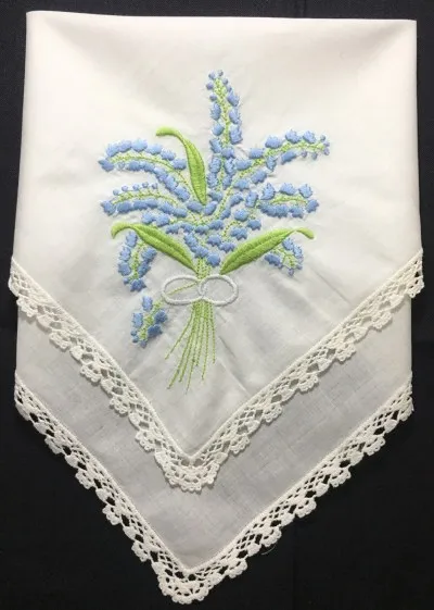 Set of 12 Fashion Wedding Bridal Handkerchiefs White Cotton Hankies with Lace Edged and Color embroidered Floral For Bride Gifts |