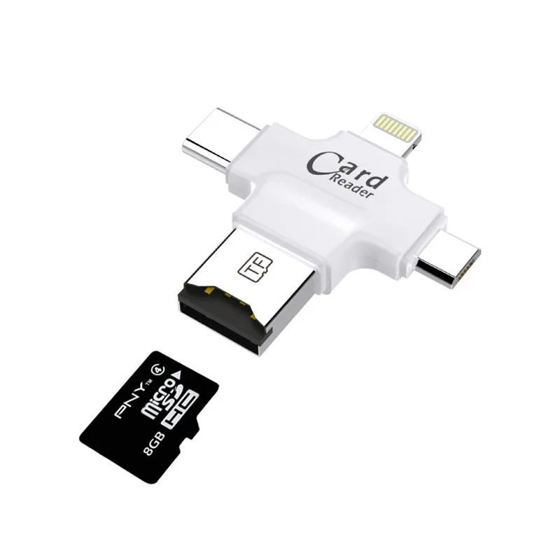 4 в 1 картридер Типа c/Молнии/Micro USB/USB 2.0 Устройство Чтения Карт Памяти Карта Micro Sd