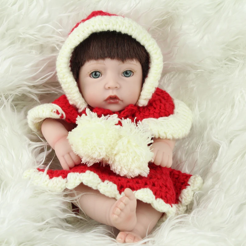 Мини силиконовые куклы Reborn Baby ручные имплантаты коричневые синтетические волосы
