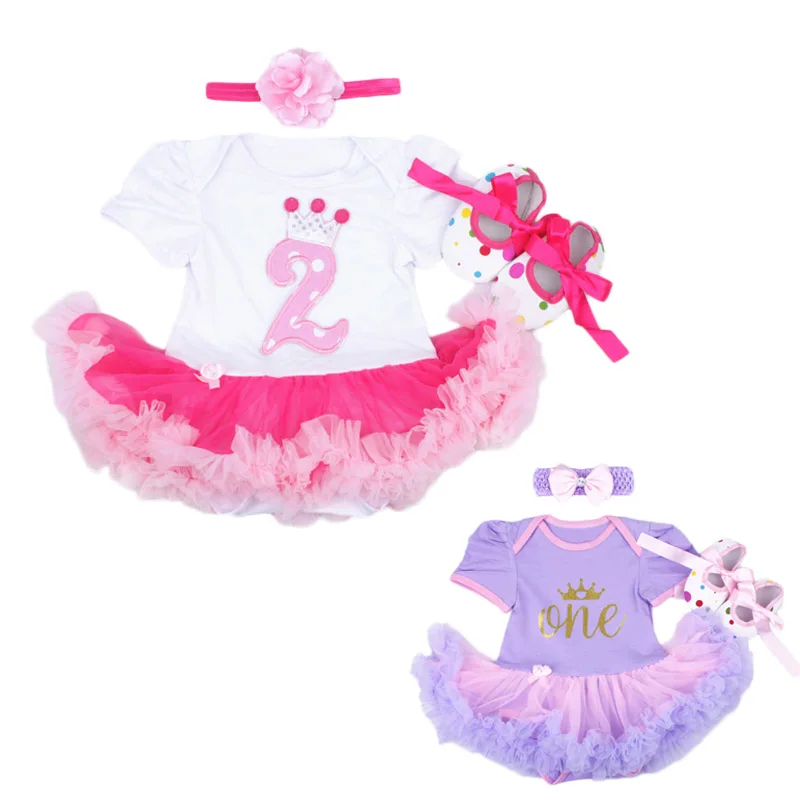 

Baby Girl Infant 3pcs Clothing Sets Tutu Romper Dress/Jumpersuit One or Two Yrs Old Bebe Party Birthday Suit Costumes Vestidos