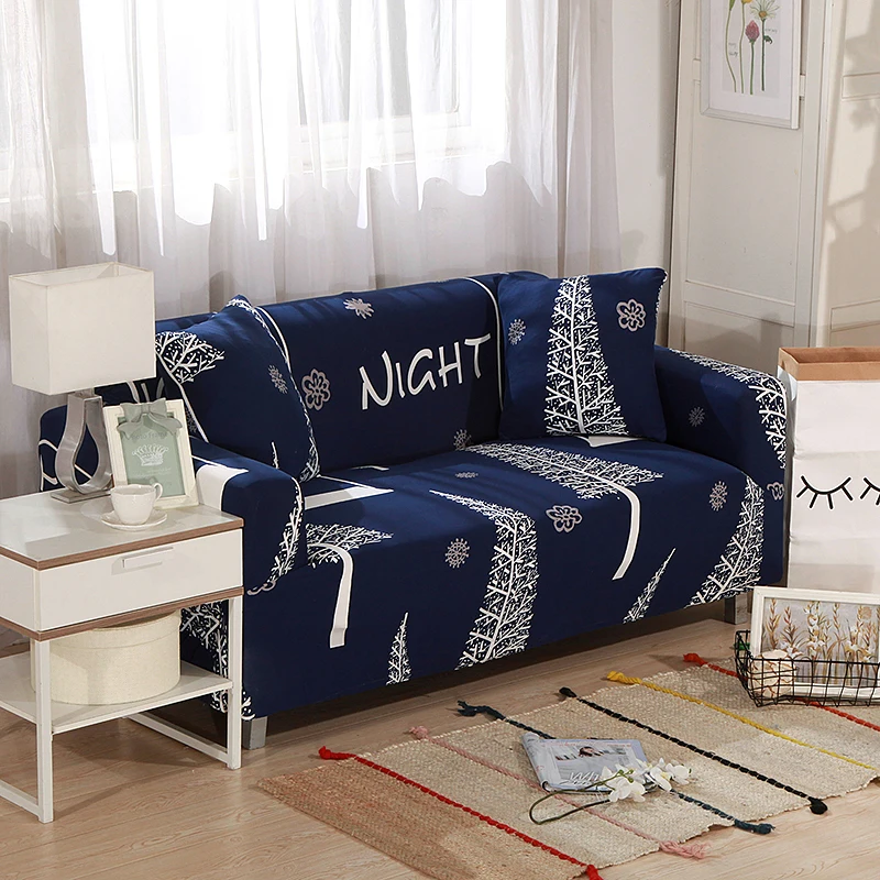 Рождественская елка Темно-Синий Эластичный Защита для дивана чехол Гостиная
