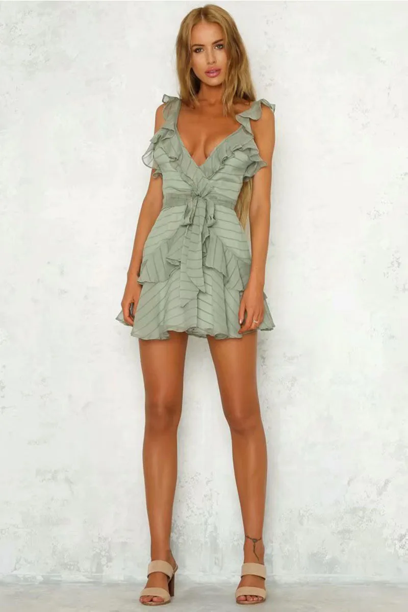 RQOKIA летнее сексуальное мини платье с глубоким v образным вырезом без рукавов