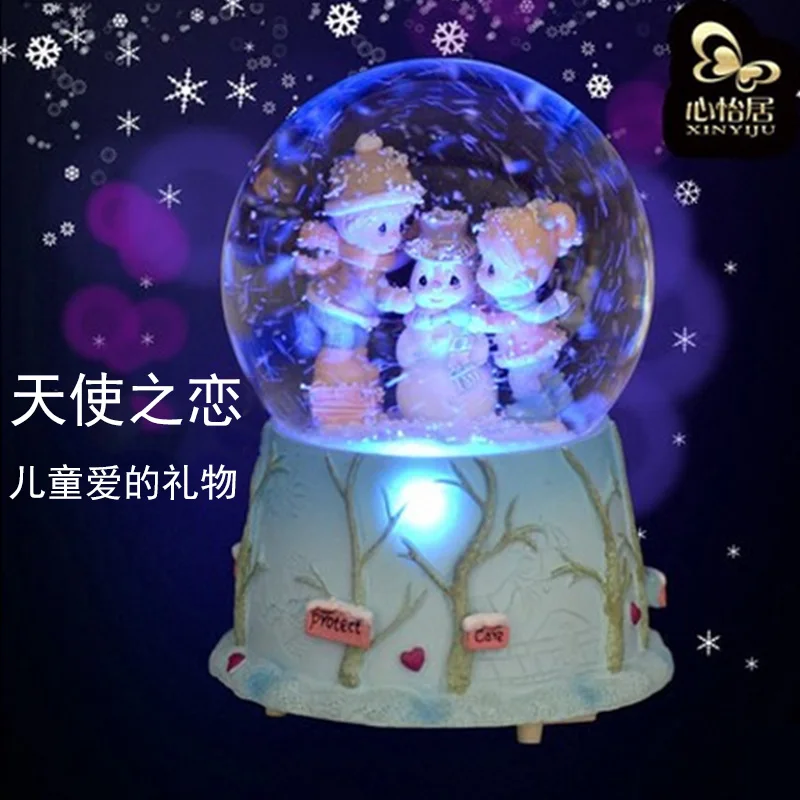Zm световая вращающаяся плавающая белая музыкальная шкатулка снежный глобус для