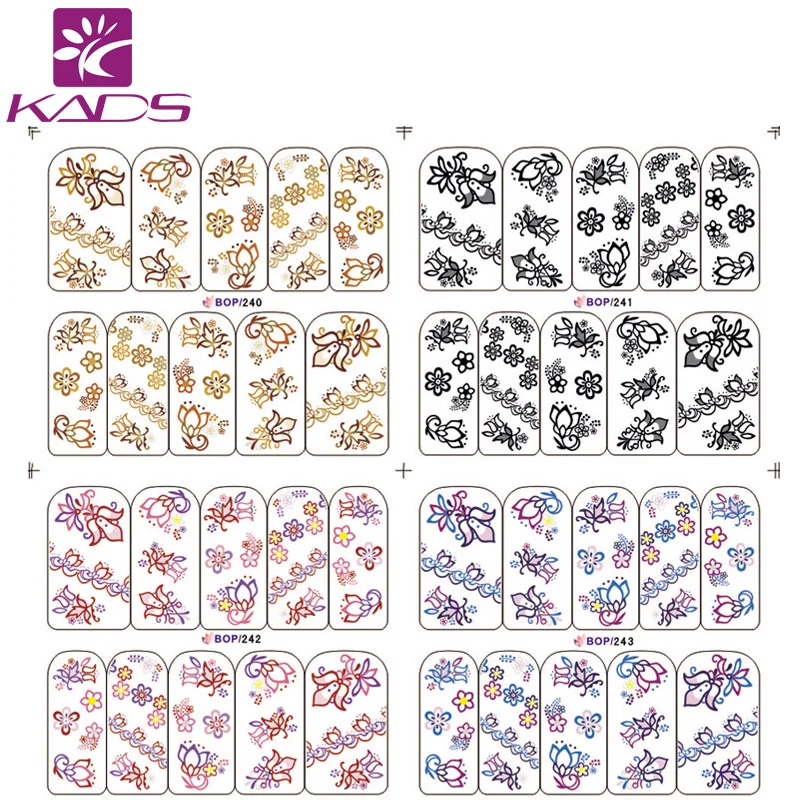 БОЛЬШОЙ BOP240 243/Set (4 лист В 1) Вода наклейка Ногтей Наклейки уникальный цветочный