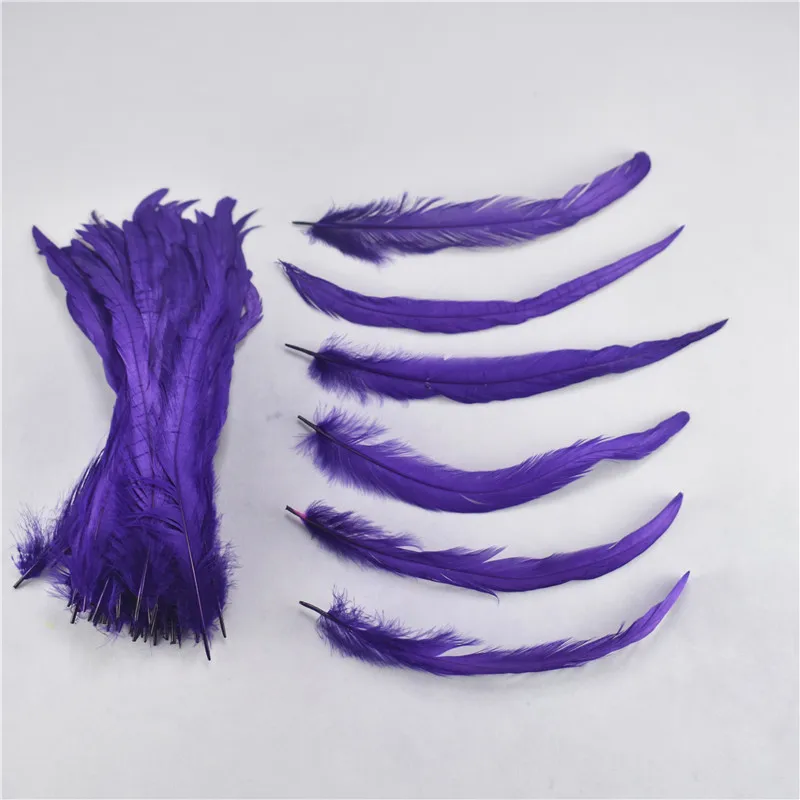 Purple 100 шт./партия, 25-30 см/10-12 дюймов, крашеные Куриные перья для хвоста петуха, DIY Перья, свадебные украшения своими руками, аксессуары - Цвет: Purple