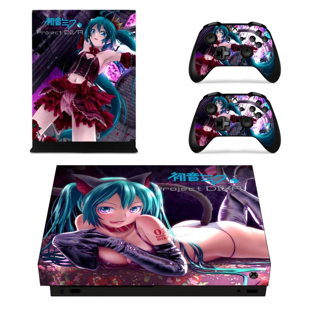 Аниме Cute Girl Hatsune Miku лицевые панели консоль и наклейка на контроллер для Xbox One X с