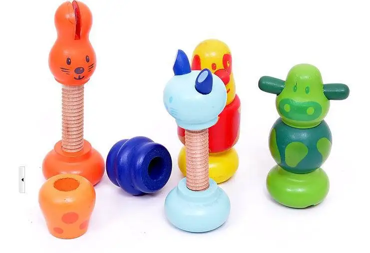 4 шт. детские деревянные сборные блоки с животными/простой винт DIY инструмент