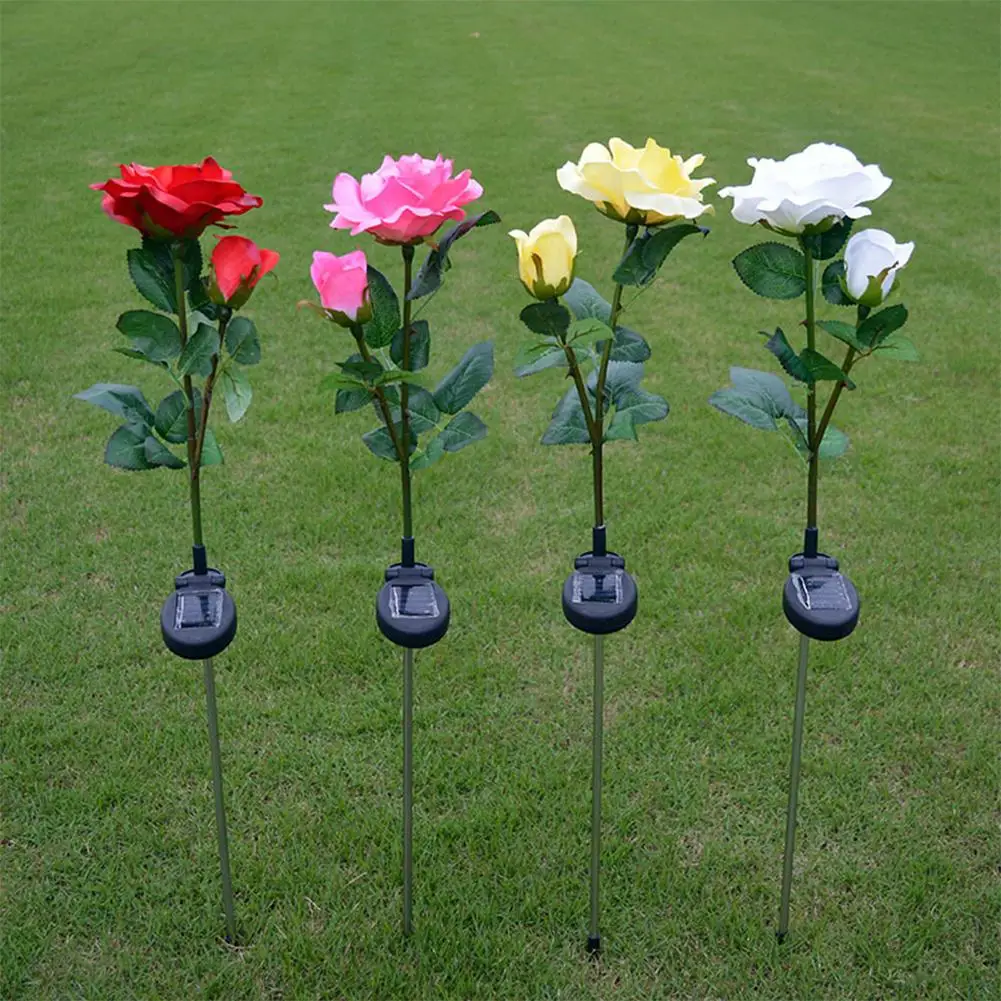 LumiParty 2LED Waterproof Solar-powered Rose Lawn Lamp Outdoor Landscape Light Yard Garden Decoration (2 Head per Lamp) | Лампы и