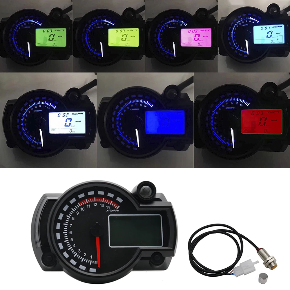 Motorcycle Digital speedometer LCD Gauge Speedometer Tachometer Odometer motorbike instrument 7 color display oil level meter | Автомобили