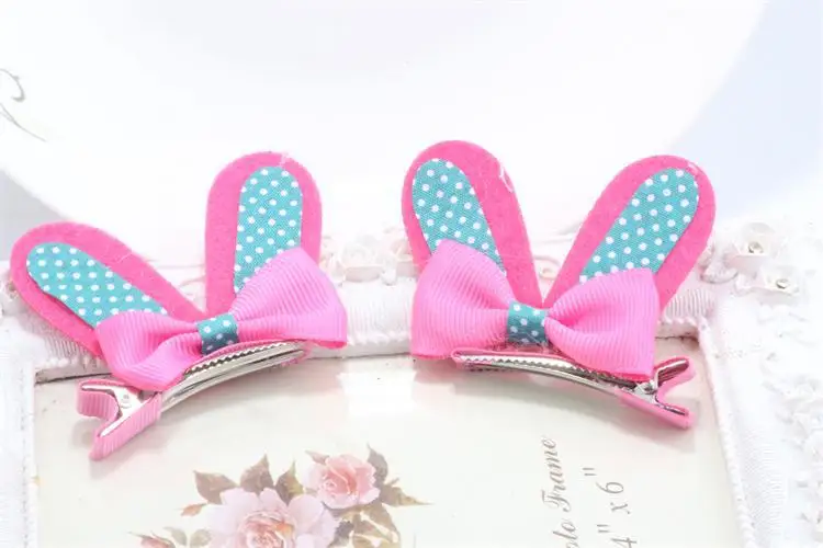 2Pcs New Children's Cute Colorful Dot Bunny Rabbit Ears Hirpin Baby Girls Princess Hair Clips For Children Acessorio De Cabelo T | Детская
