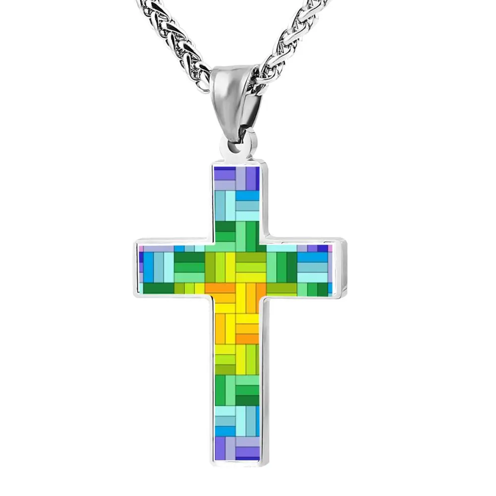 Samcustom Личность настройки Цвет блоки 3D крест печати Ожерелья для мужчин