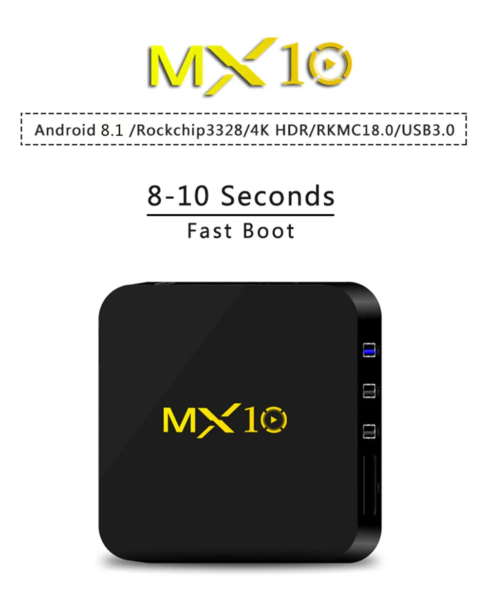 MX10 4 Гб ОЗУ 64 Гб ПЗУ Лучший Android 8,1 ТВ приставка RK3328 Четырехъядерный 4K HDR медиаплеер 2,4G wifi смарт-приставка vs X96 Mini