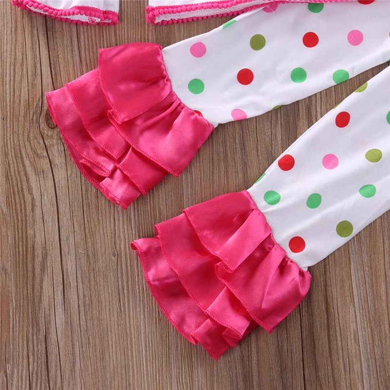 Рождественский пижамный комплект для маленьких девочек одежда сна топы + штаны