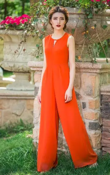 New Arrival Orange Женский Летний комбинезон, вечерние комбинезоны, шифоновые, уличные, элегантные, серые, длинные комбинезоны размера плюс 3XL 4XL - Цвет: New Arrival Orange