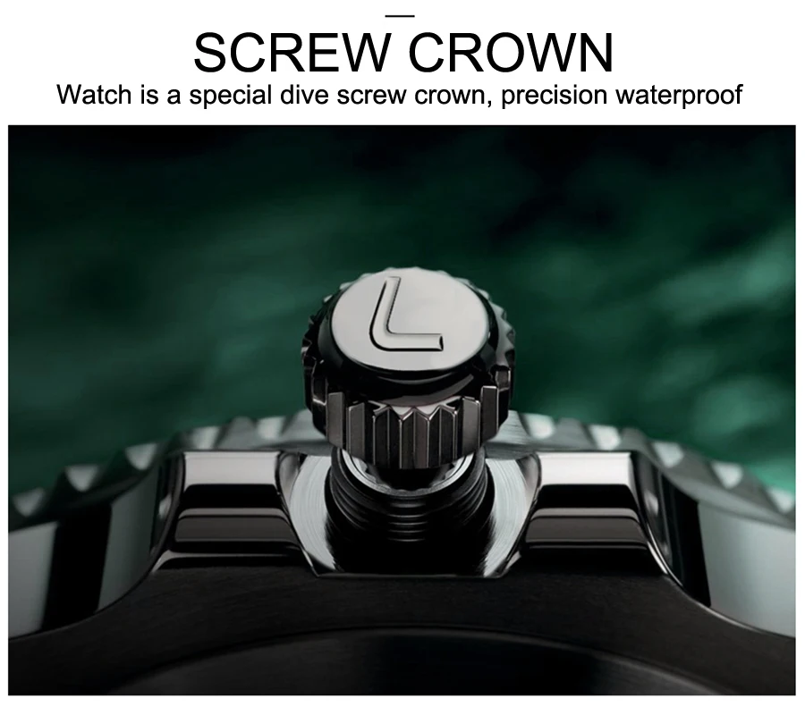 

LOREO Men's Fashion Outdoor Sports Automatic mechanical Watches Waterproof 200M Army Watch Military Wristwatches for Men