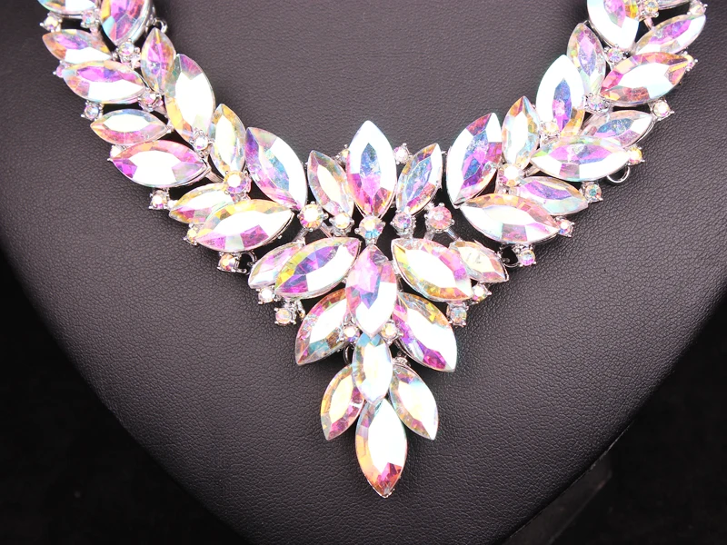 Женский ювелирный комплект из колье и серёг с кристаллами|necklace earring|bridal jewelry
