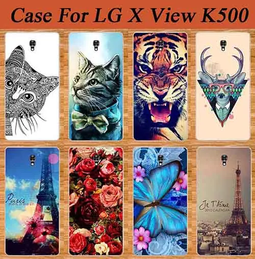 Силиконовый чехол для LG X screen View резиновый из ТПУ с изображением тигра совы K500N K500DS