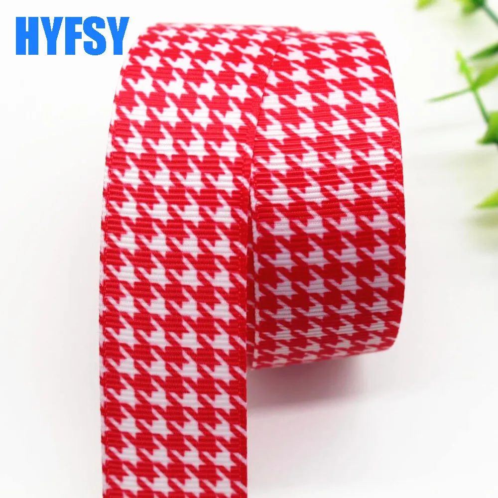 hyfsy 10065 25 mm plover plaid DIY gift packaging headwear handmade materials Sewing fabric Grosgrain ribbons belt | Дом и сад