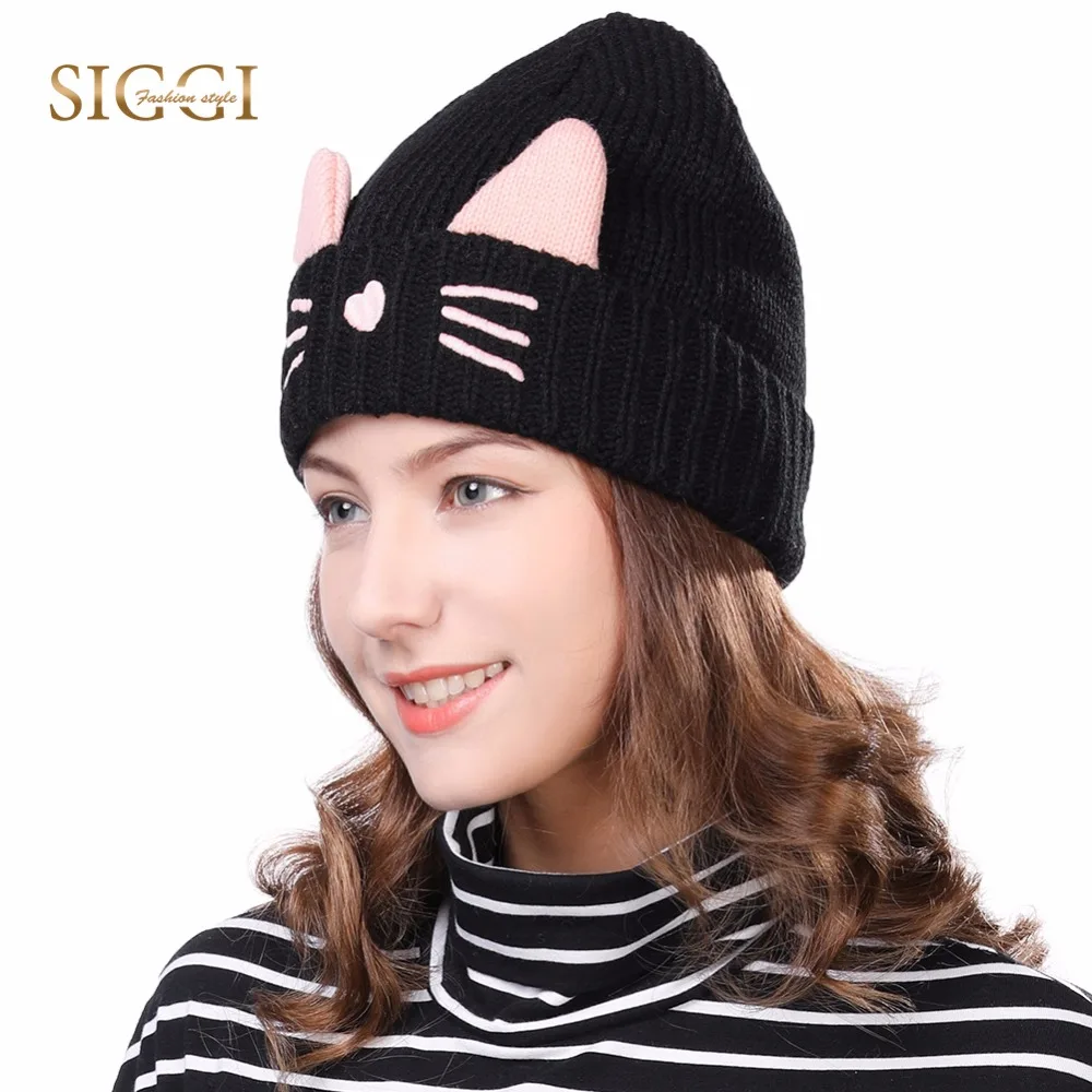 

FANCET Women Knitted Beanies Cat Ear Cap Winter Hats Skullies for Girls Bonnets Gorros Cute Wool Thick Fleece Czapa Zimowa 88236
