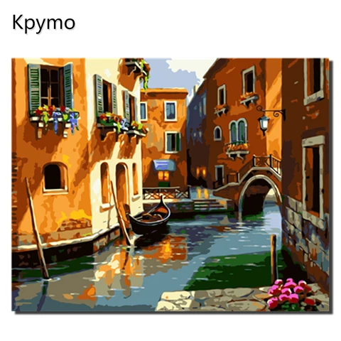 VA-0226 Kpymo DIY картина маслом в рамке, пейзаж по номерам, картины на холсте для гостиной, настенная живопись, домашний декор VA-0460 - Цвет: VA-0226
