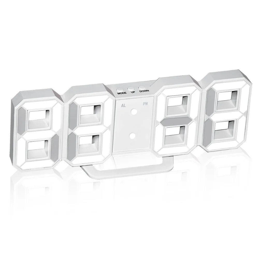 

LED Electronic Alarm Clock Digital Wall Clock with 3 Brightness Adjustment 12 or 24 Hour Cycle Powered by USB, Battery Back UP