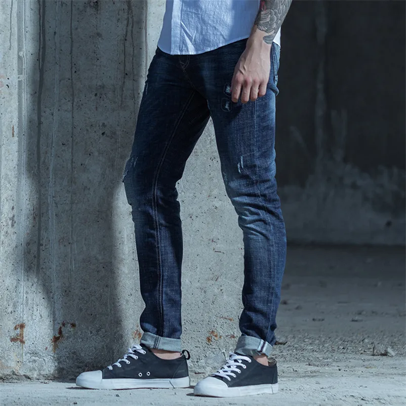 Floersa бренд Для мужчин Джинсы для женщин Повседневное прямые Slim Fit синие джинсы