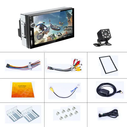 With 8 IR Camera Podofo Android 8,1 2 Din автомагнитола универсальная gps навигация Авто Стерео 7 ''HD мультимедиа видео плеер BT FM USB Wifi Авторадио - Цвет: With 8 IR Camera