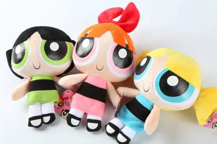 The Powerpuff девушки плюшевые игрушки Аниме пузыри цветов Buttercup милые плюшевые куклы 23 см ткань кукла подарок