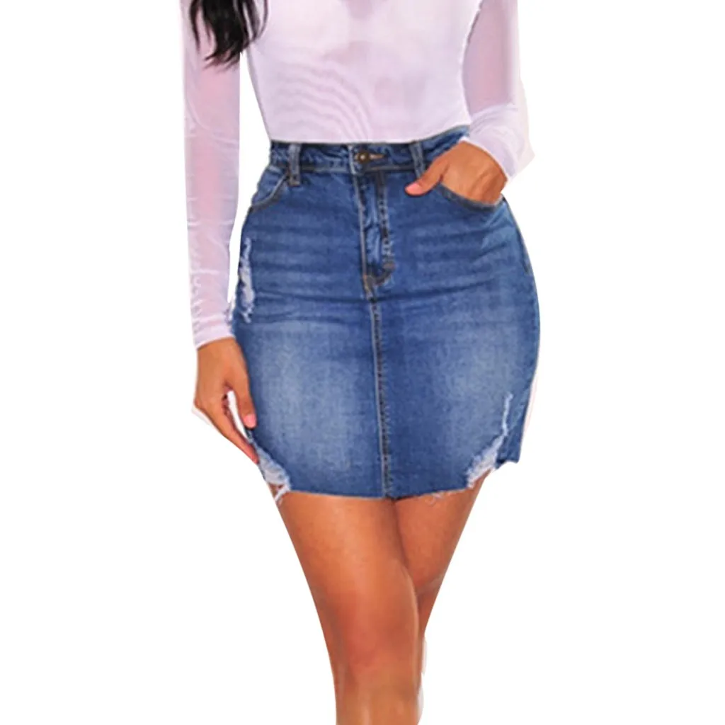 Женская юбка юбки faldas jupe femme shein saia Модные Женские однотонные синие с высокой талией пуговицы для отдыха короткая повседневная юбка#50