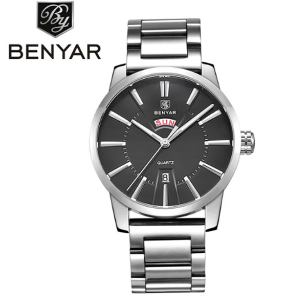 Steel Black BENYAR наручные часы Мужские часы лучший бренд класса люкс Популярные известные мужские часы кварцевые часы Бизнес Кварцевые часы Relogio Masculino - Цвет: Steel Black