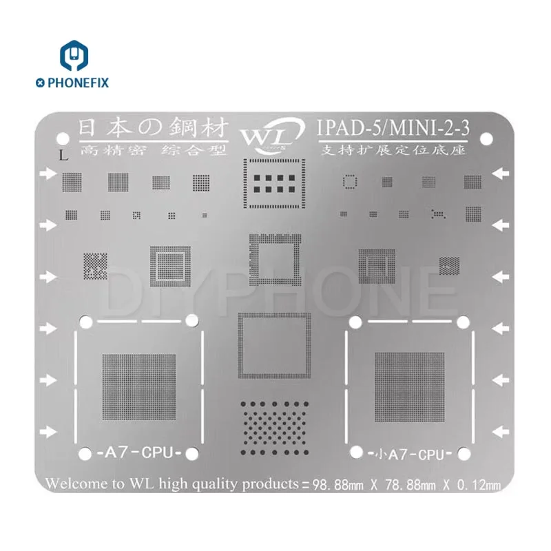 WL многоцелевой Японский стальной трафарет BGA Шаблоны для IPad 2 3 4 5 6 Air 1 Mini Pro ремонт