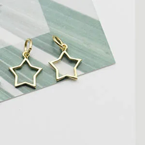 Gold Star 925 пробы Серебряный небольшой талисман фурнитура пустотелая подвеска Звезда Луна для серьги ожерелье изготовление Supppy DIY браслет аксессуары - Окраска металла: Gold Star