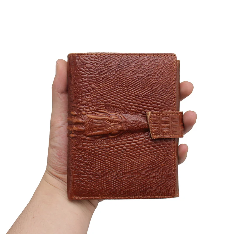 Mens's Genuine Leather Wallet Crocodile Head Vintage Money Organizer Large capacity Aligator Purse with Driving document pocket | Багаж и