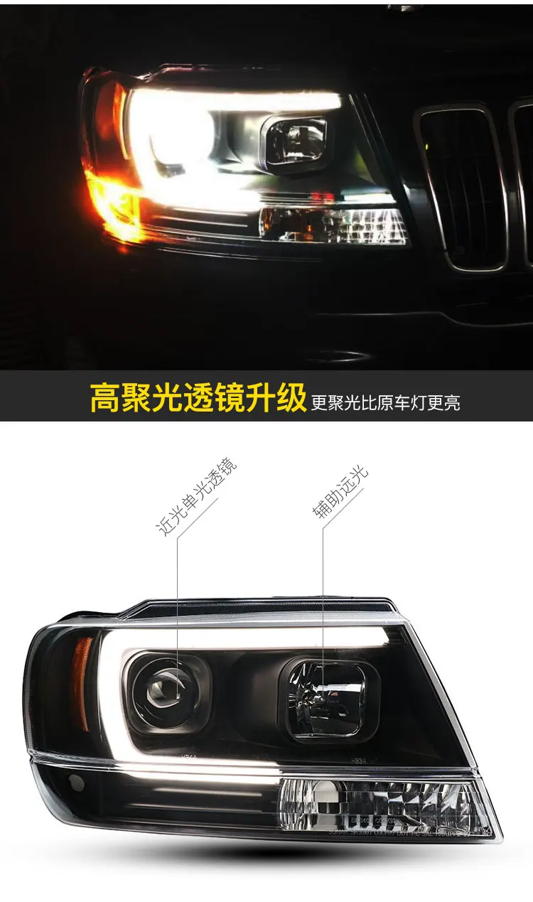 AKD автомобильный Стайлинг Головной фонарь для Jeep Grand Cherokee фара 1999-2004 светодиодный фонарь DRL Hid Bi Xenon объектив авто аксессуары