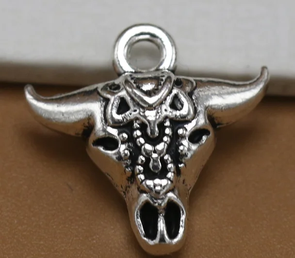 60 шт Exquisit Bull head charm 17*17 мм Сумка для ноутбука Подвески античное серебро подарок
