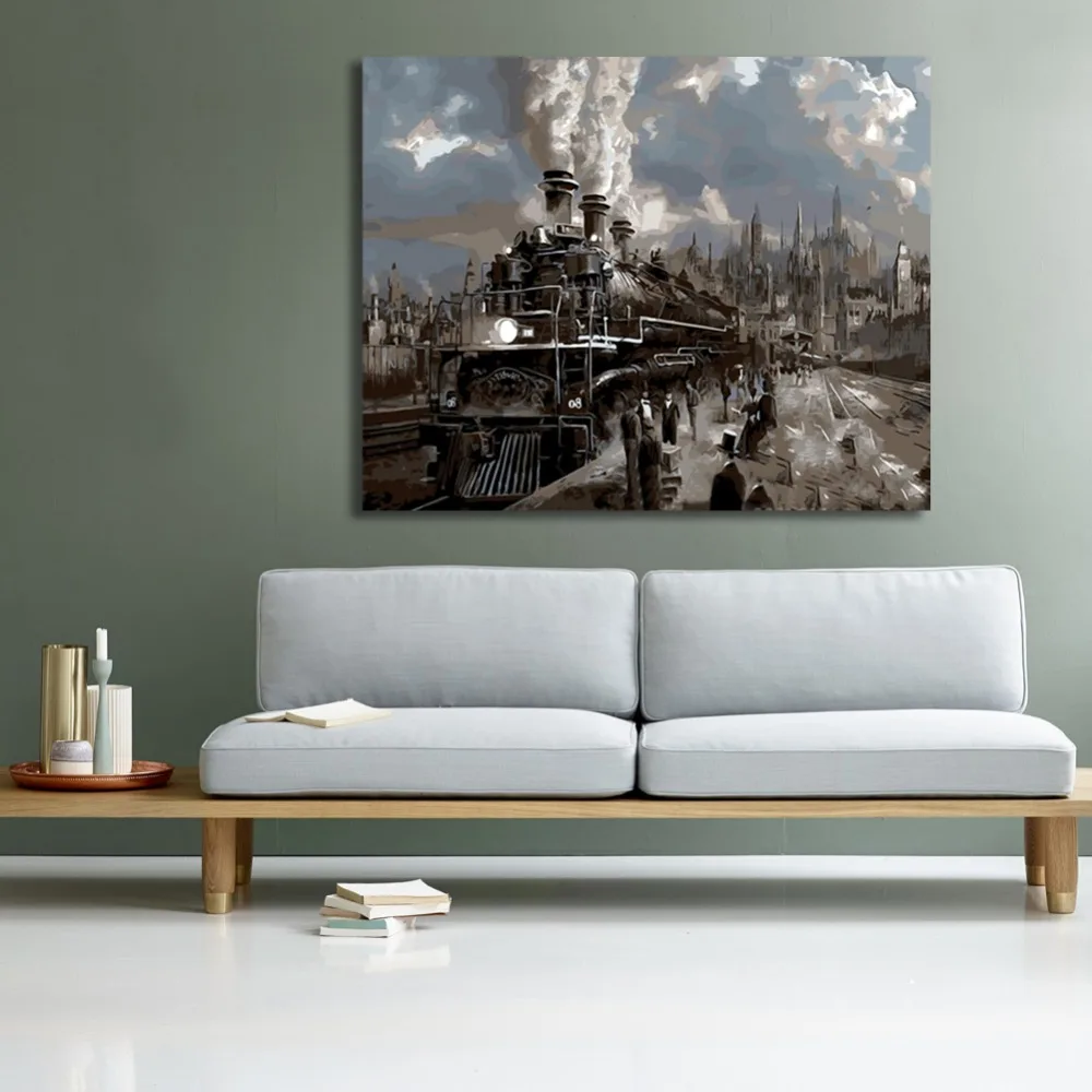 WEEN Vintage train DIY Рисование масляной краской с кистями набор для рисования по номерам