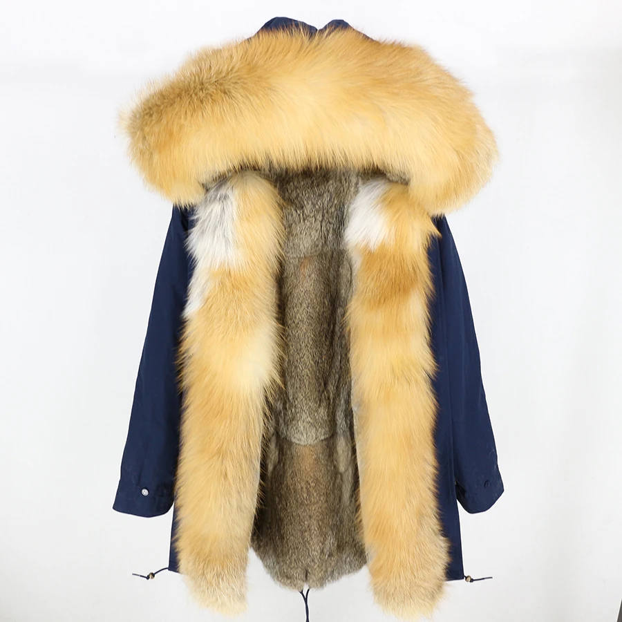 31 OFTBUY, зимняя женская куртка, длинная парка, настоящий золотой Лисий мех, воротник, капюшон, натуральный мех кролика, подкладка, толстая, теплая, парка, уличная одежда - Цвет: 31
